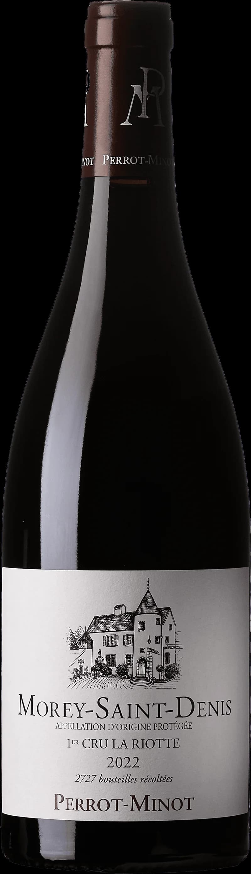 Flaska av rött vin Morey-Saint-Denis Premier Cru La Riotte från Bourgogne