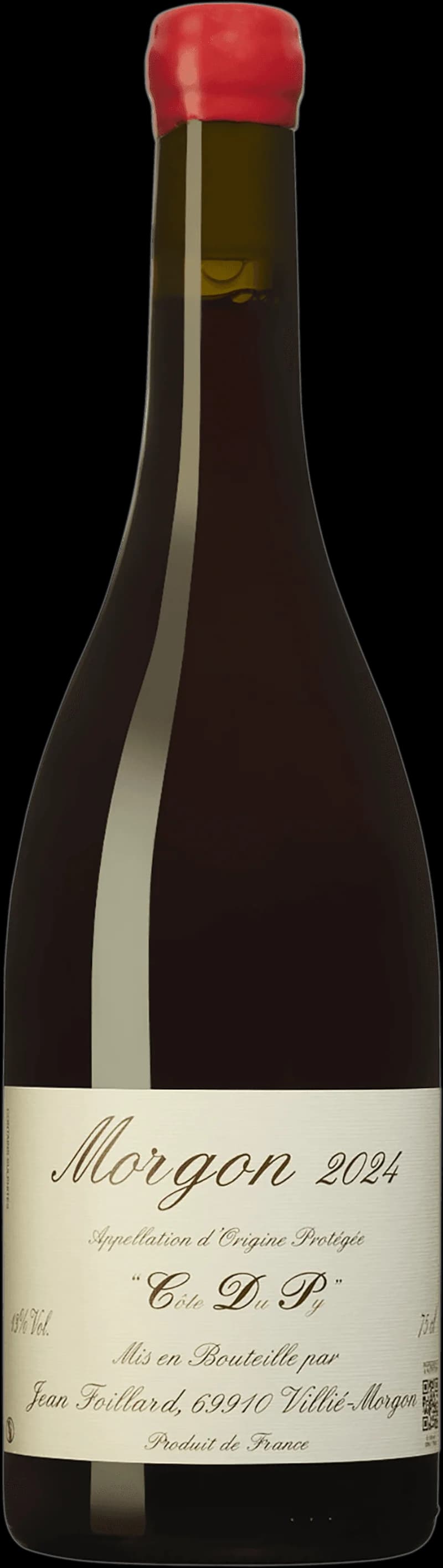Flaska av Morgon Côte du Py rött vin från Beaujolais
