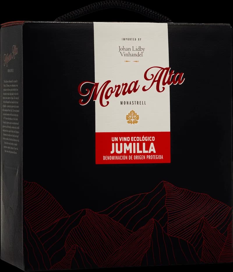 Flaska Morra Alta rött vin på bordet