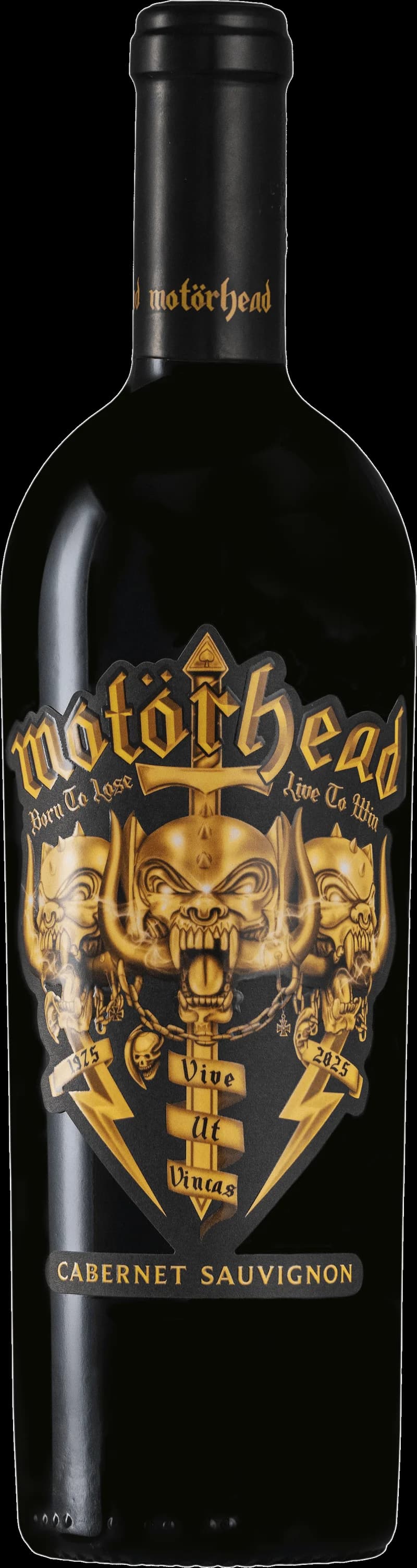 Etikett på Motörheads rödvin Born to Lose Live to Win