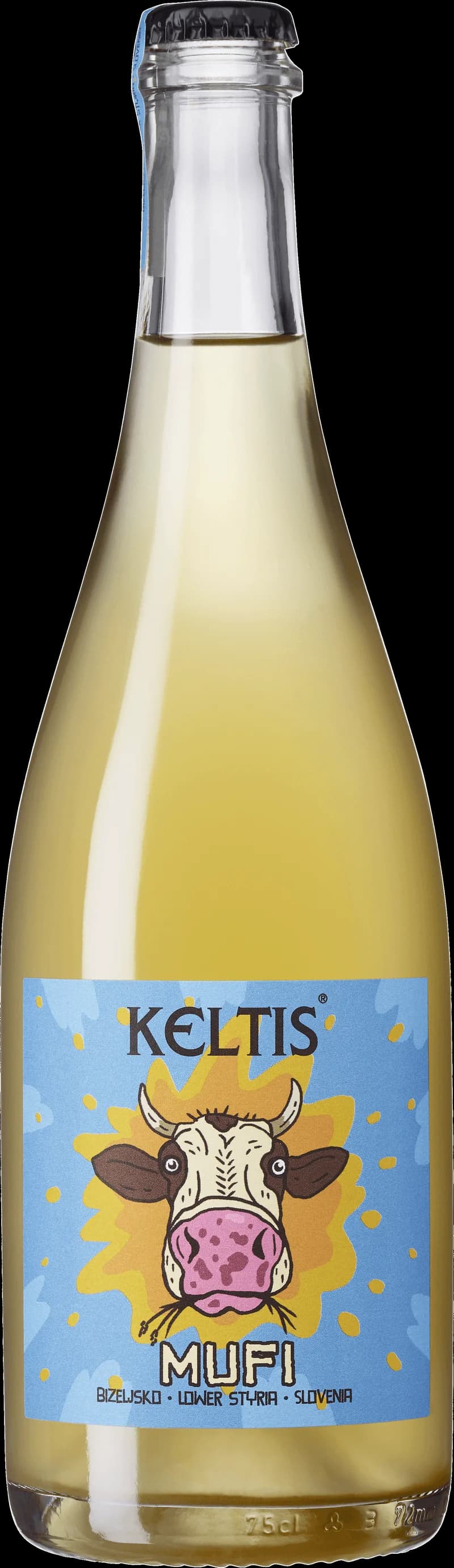 Mufi mousserande vin i en elegant flaska.