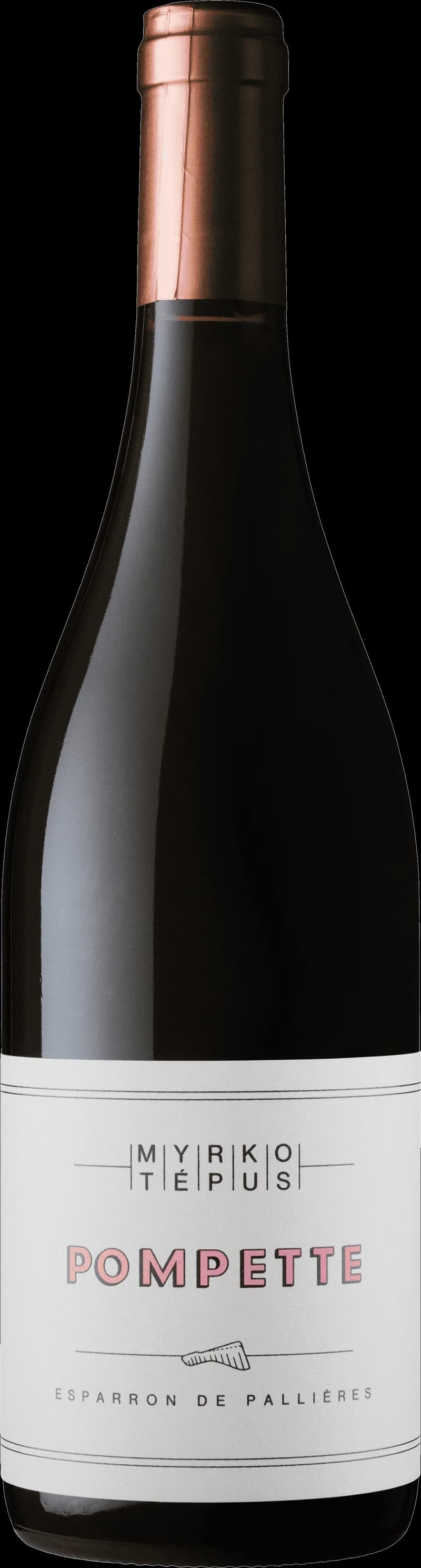 Myrko Tepus rött vin i ett vinglas på en bordsduk.