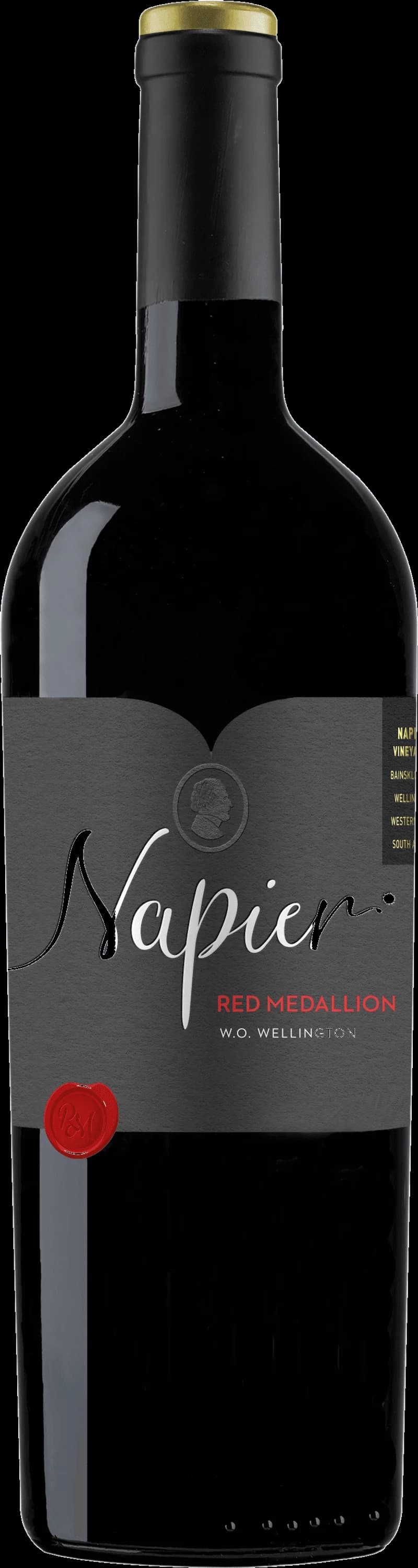 Flaska Napier rött vin på bordet