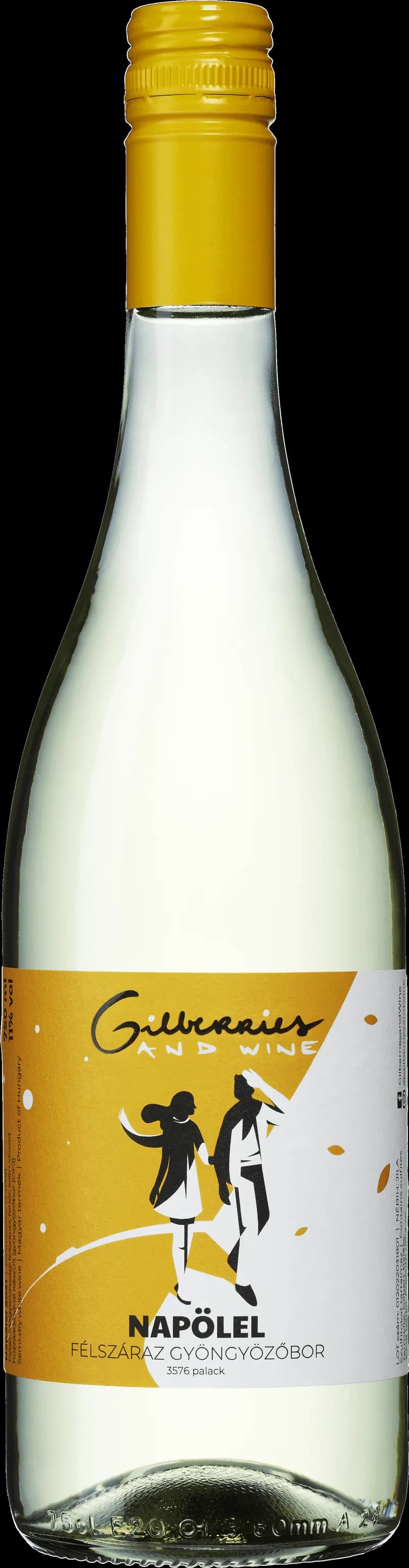 Flaska napolel vitt vin på vit bakgrund