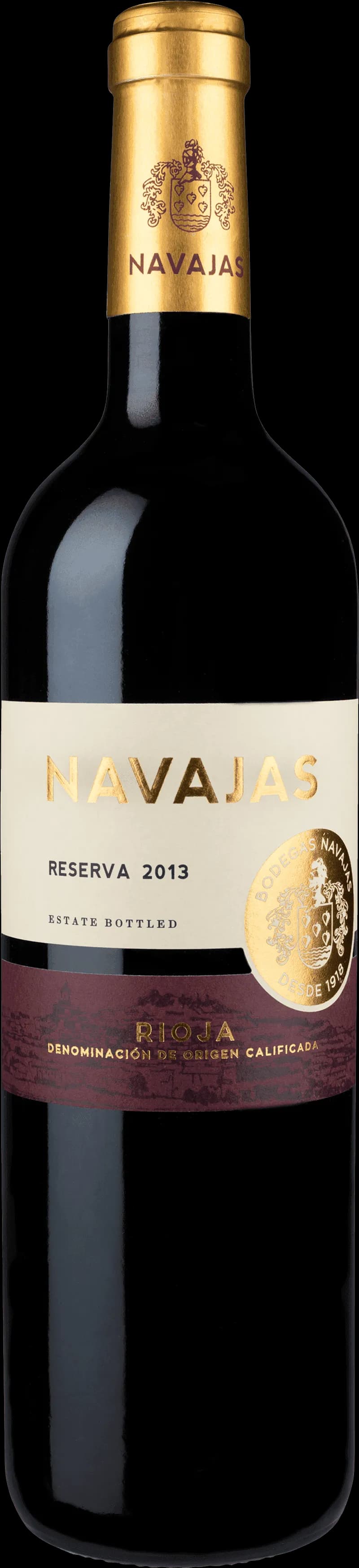 Flaska med rött vin från Navajas
