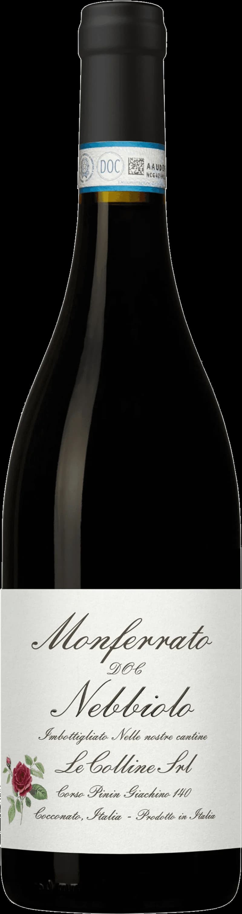 Flaska med nebbiolo rött vin på ett bord