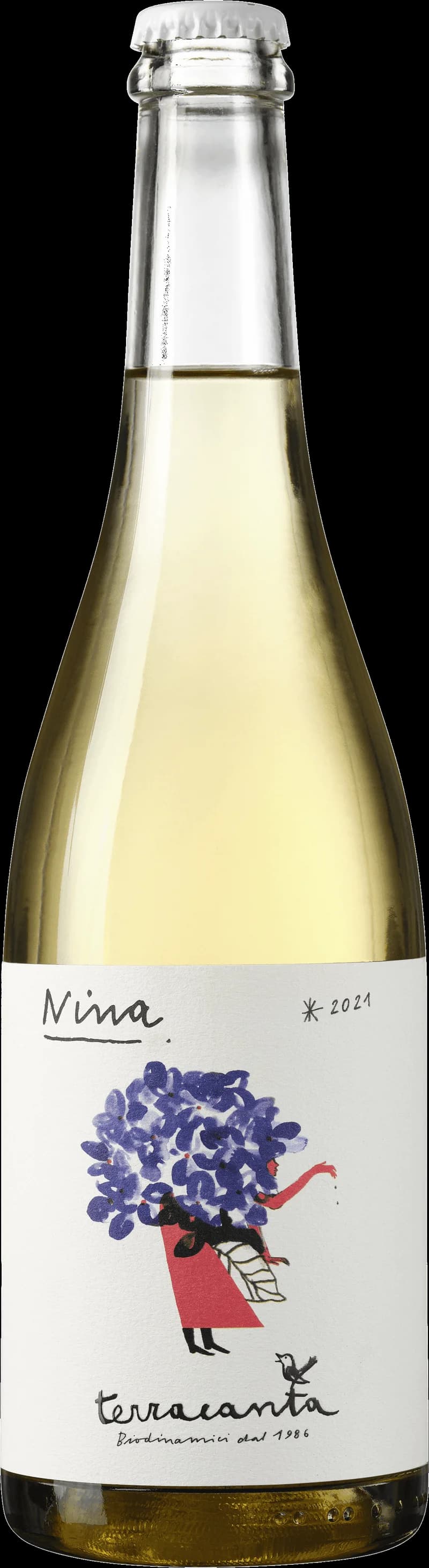 Nina Vitt Vin, en flaska vitt vin på en bordsservering.