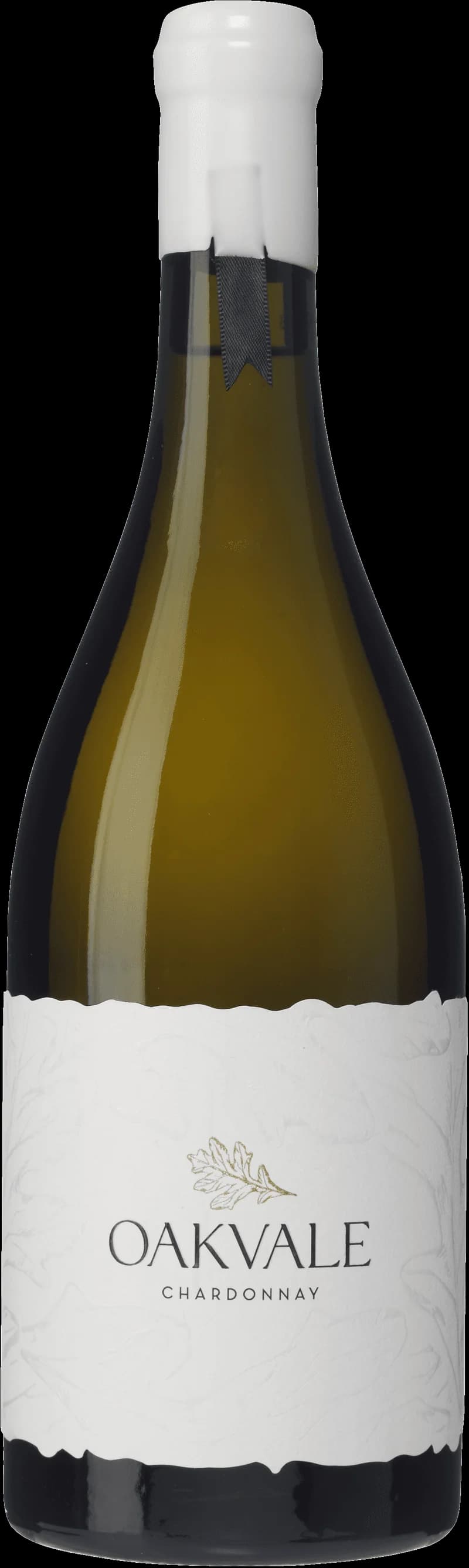 Flaska med Oakvale vitt vin mot ljus bakgrund