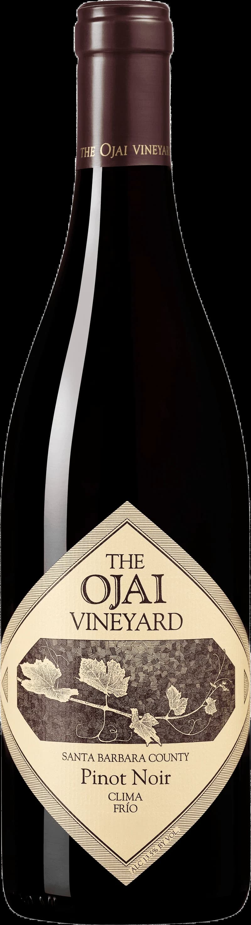 Flaska av rött vin från Ojai i Santa Barbara, Kalifornien.