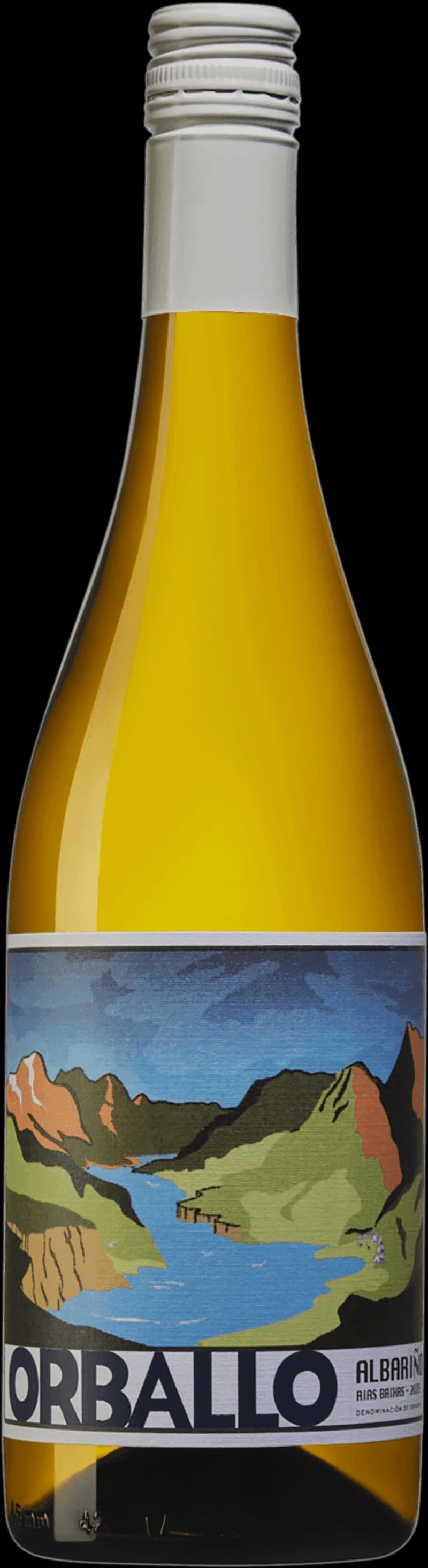 Orballo vitt vin i ett glas mot en ljus bakgrund