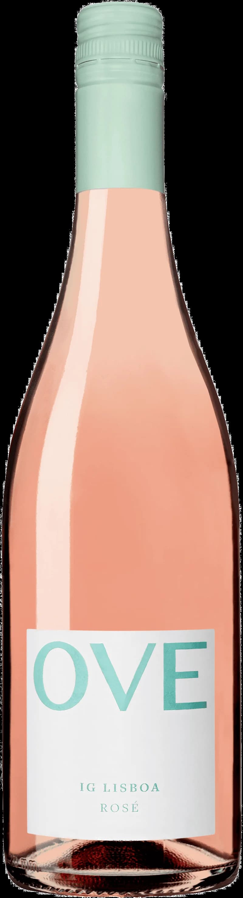 Ove rosévin i ett vinglas mot en ljus bakgrund.
