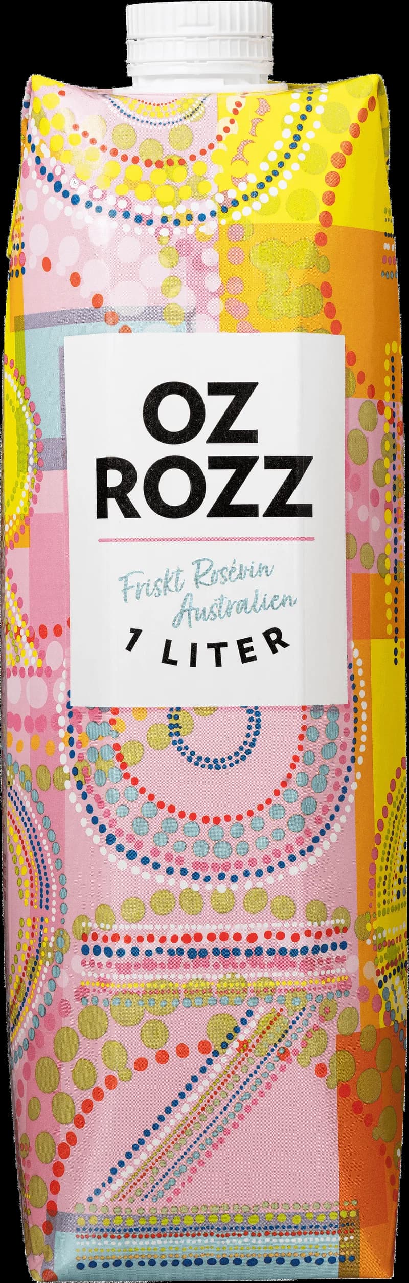 Flaska av Oz Rozz rosévin mot en ljus bakgrund.