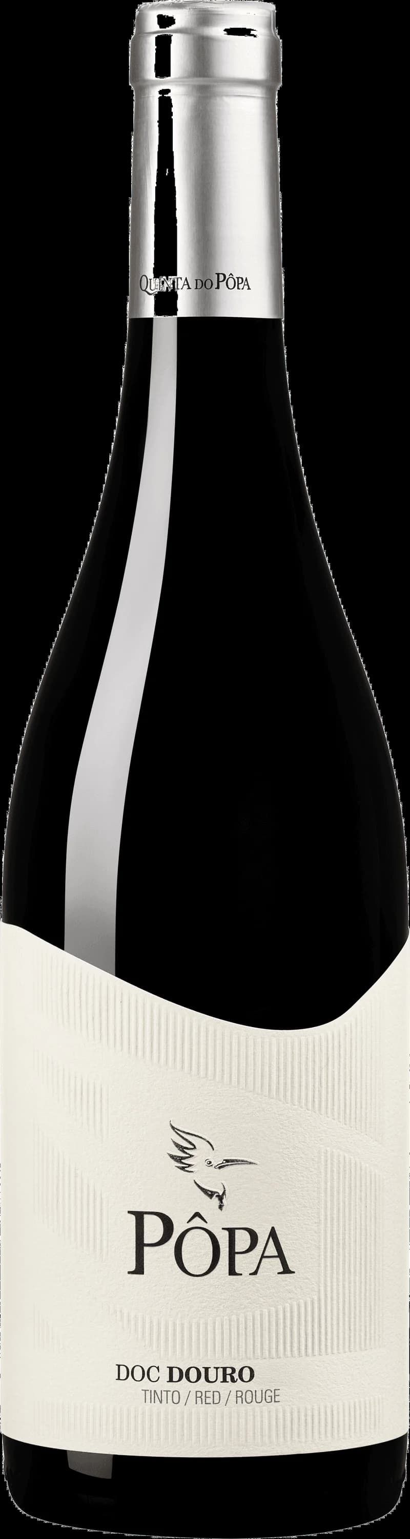 Bokstaven P placerad på ett glas rött vin