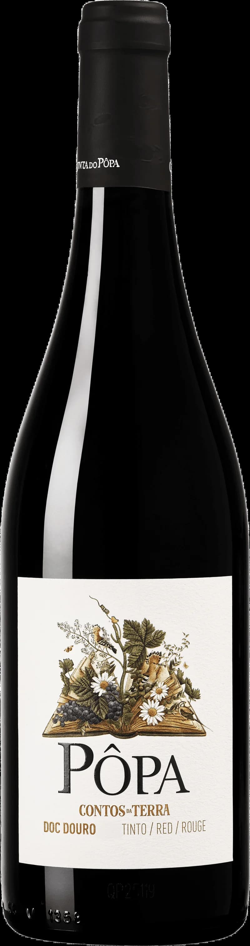 Förpackning med p-piller och ett glas rött vin på ett bord.