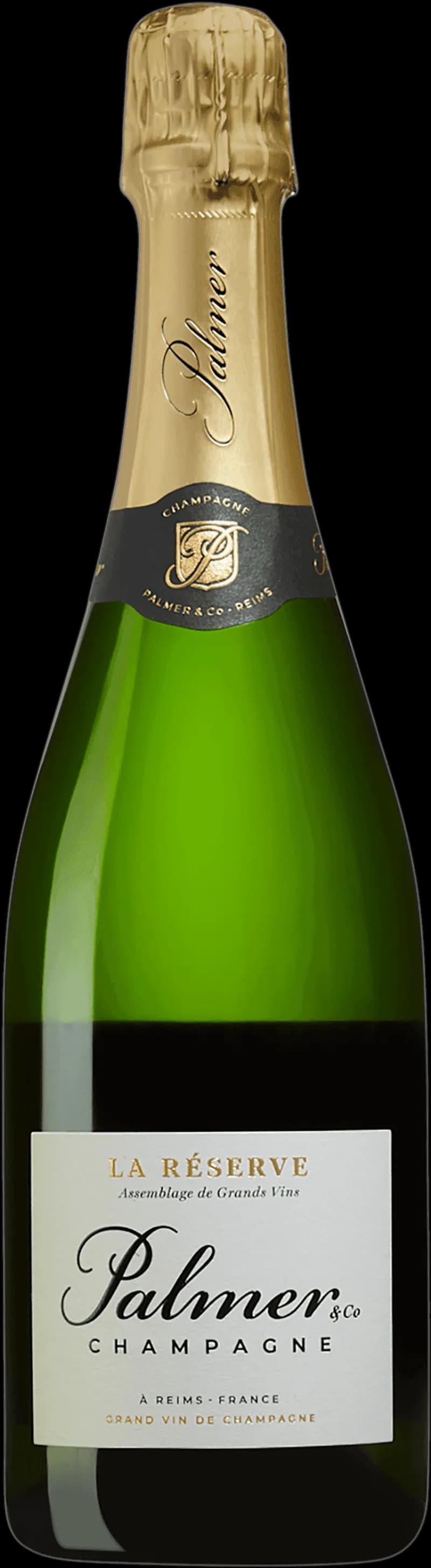 Palmer Co mousserande vin i en elegant flaska med etikett.