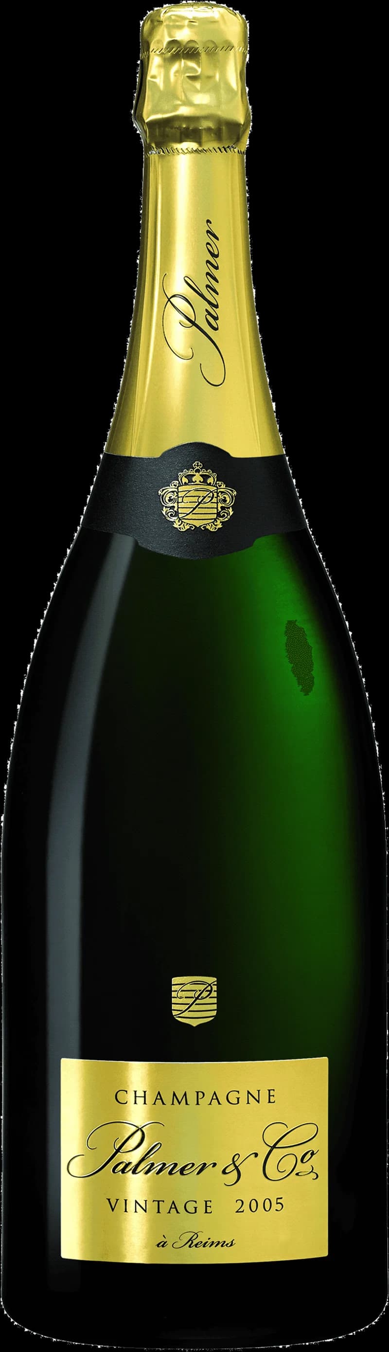 Palmer Co mousserande vin i en flaska med etikett.