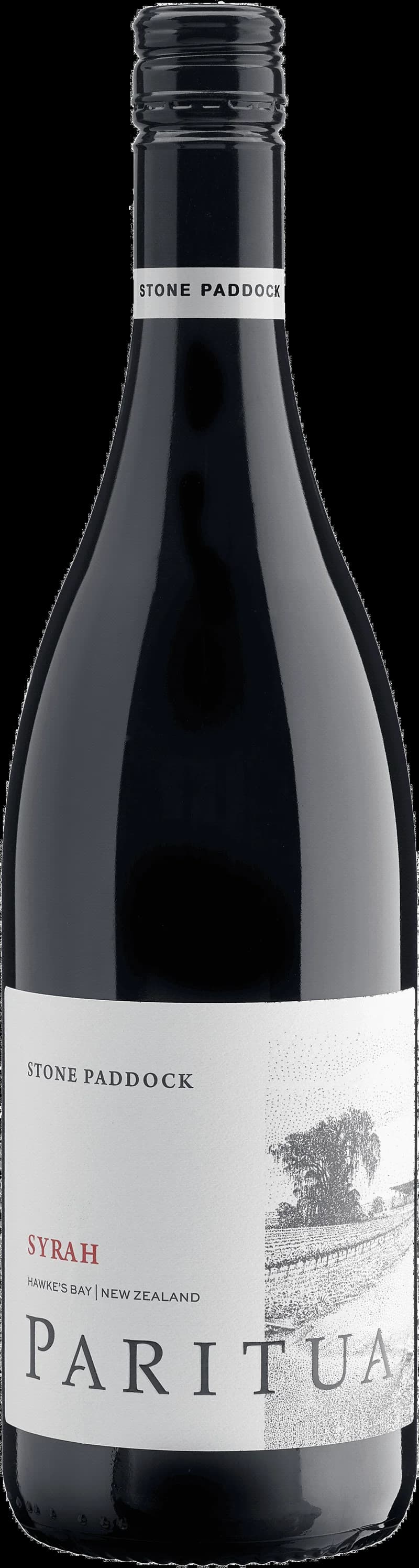 Flaska Paritua Stone Paddock rött vin mot ljus bakgrund