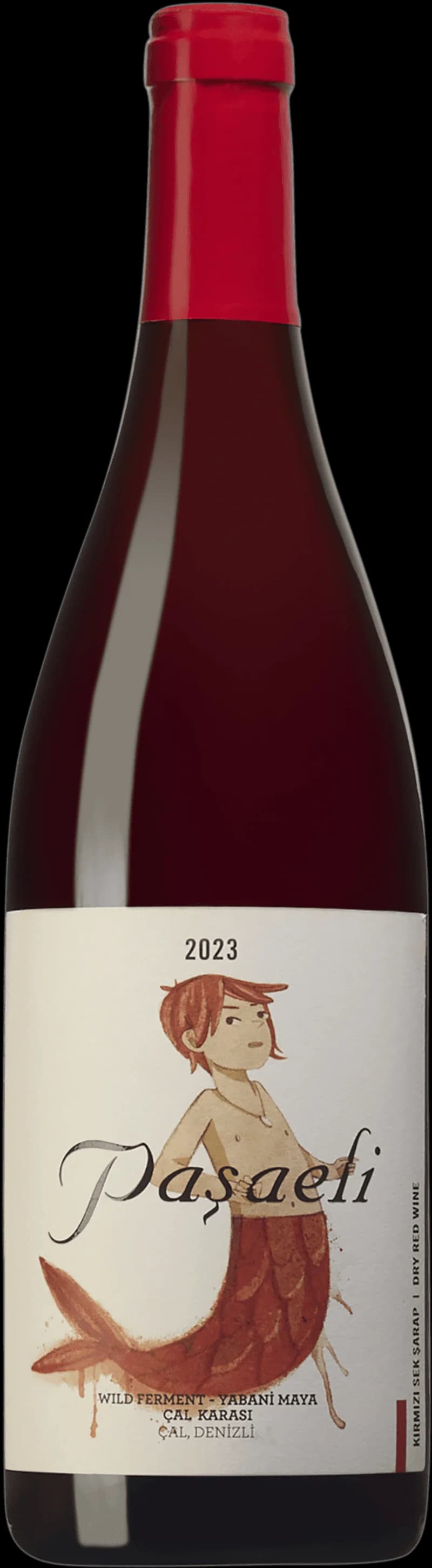 Flaska av rött vin från Pasa eli Merman