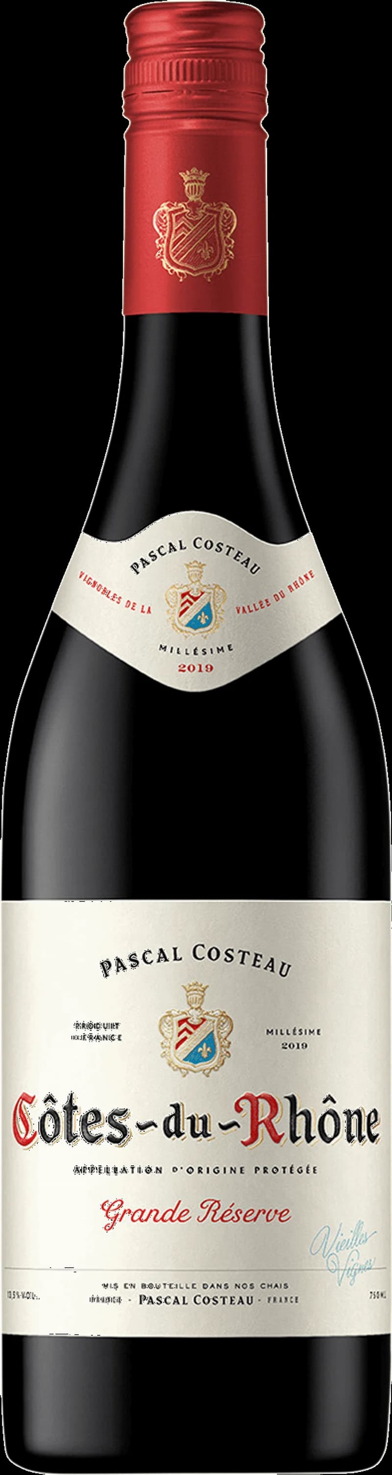 Flaska med rött vin från Pascal Costeau