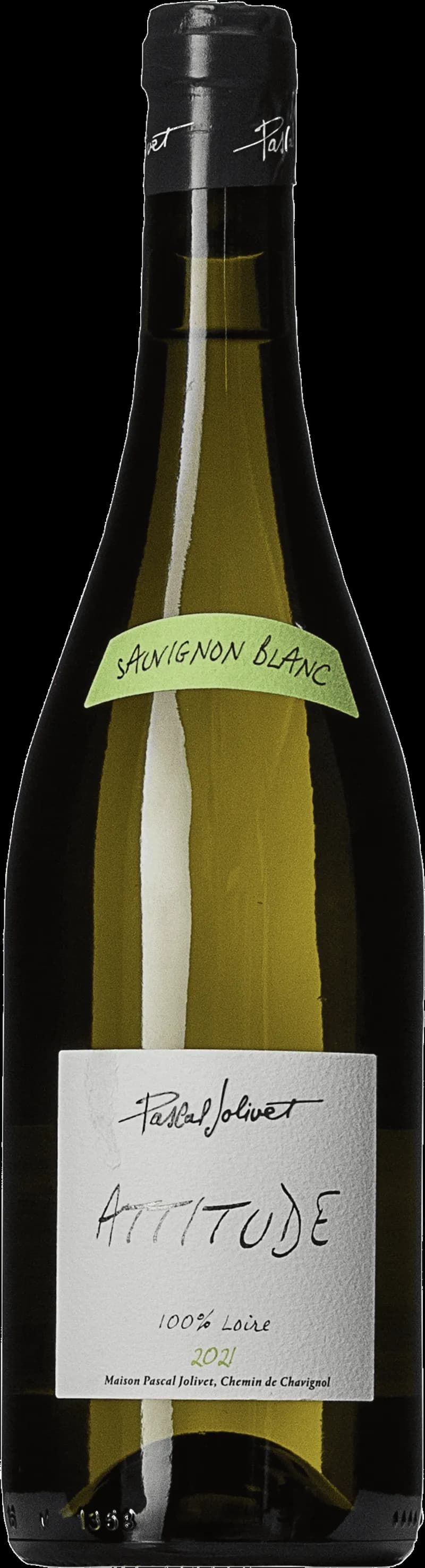 Flaska Pascal Jolivet vitt vin mot ljus bakgrund