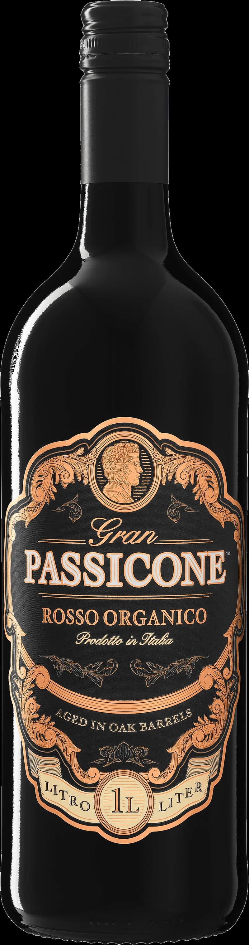 Flaska med Passicone rött vin på en bordsservering
