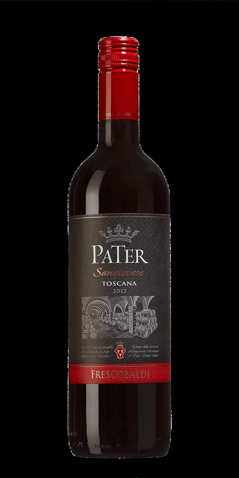 Flaska av rött vin från Pater Sangiovese