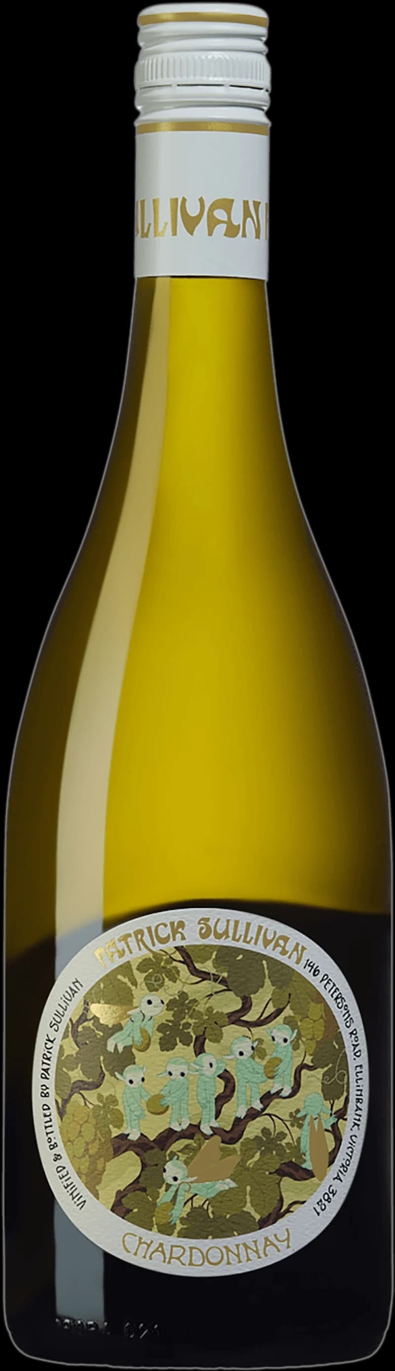 Patrick Sullivan vitt vin i ett glas mot en ljus bakgrund