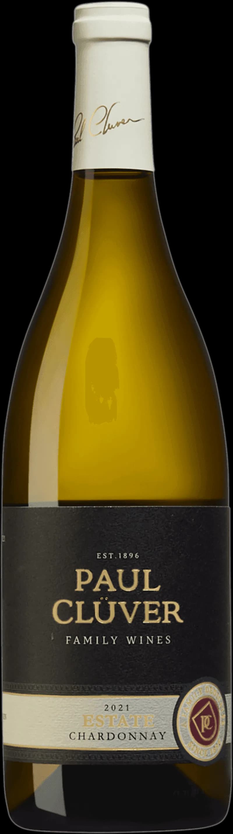 Flaska Paul Cluver vitt vin mot ljus bakgrund