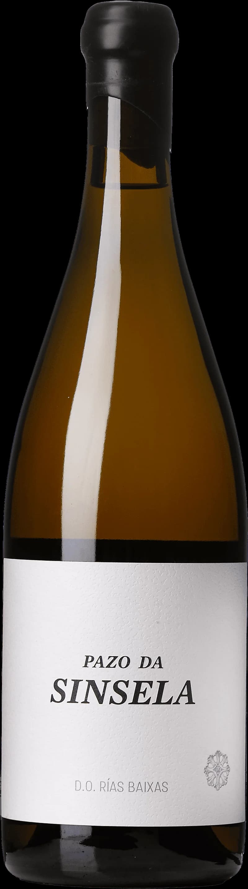 Flaska av vitt vin Pazo da Sinsela från Rías Baixas, Spanien.
