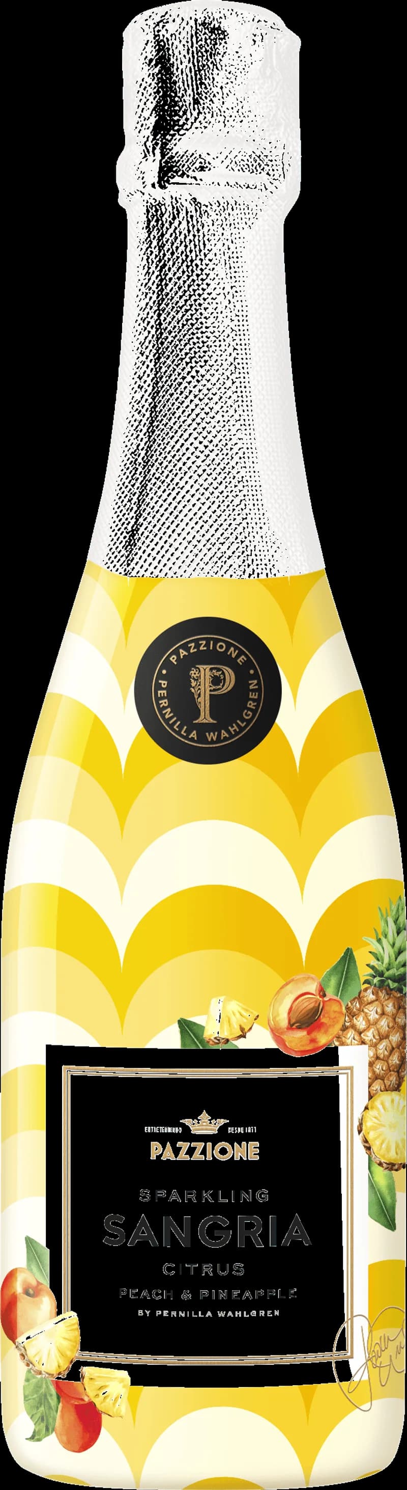 Pazzione mousserande vin i en flaska med etikett
