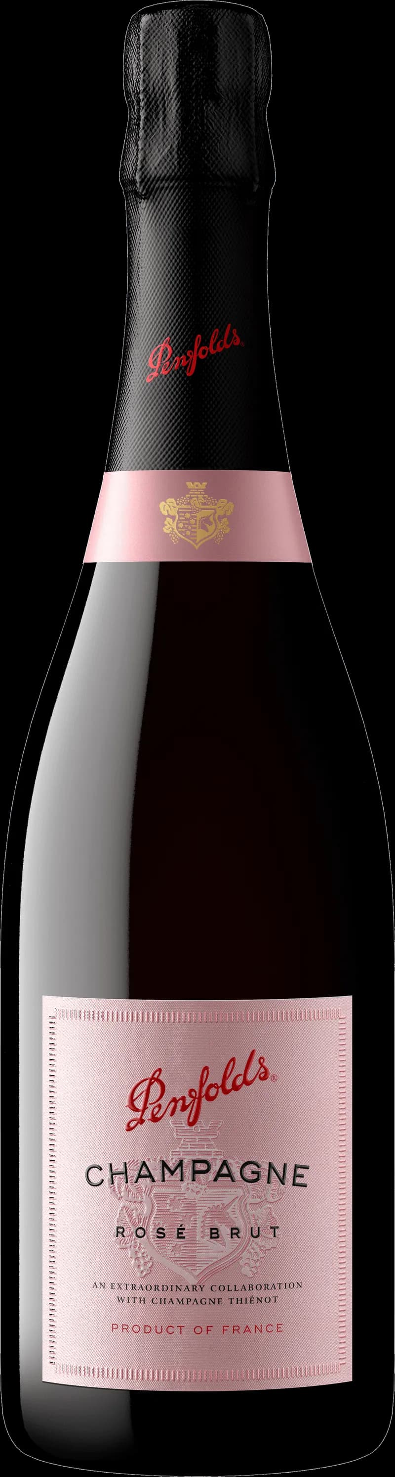 Flaska Penfolds mousserande vin mot neutral bakgrund.