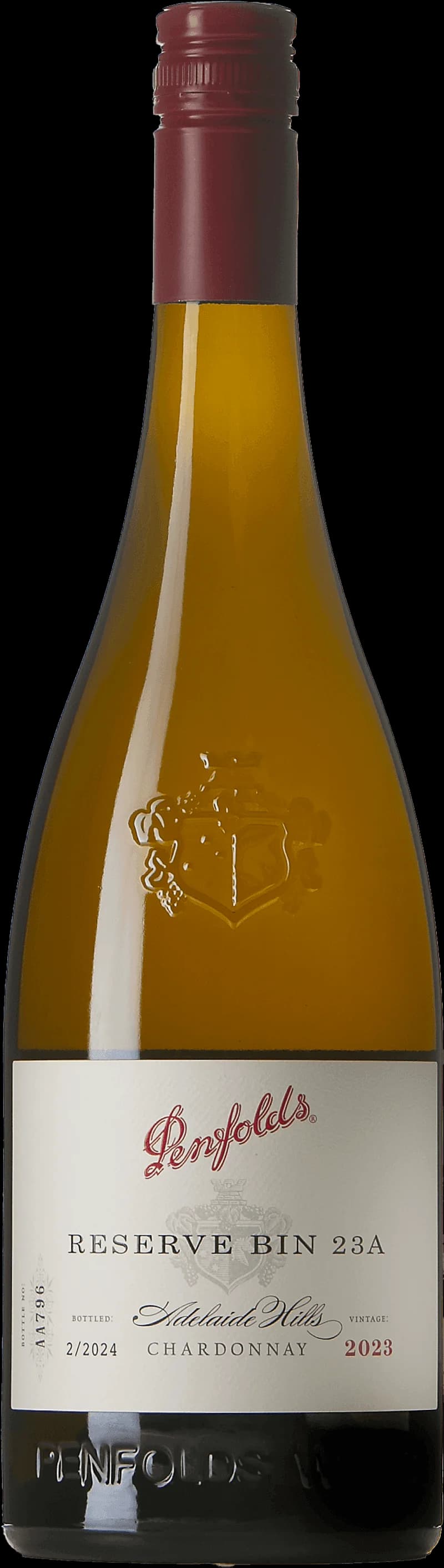 Flaska Penfolds Reserve vitt vin mot ljus bakgrund