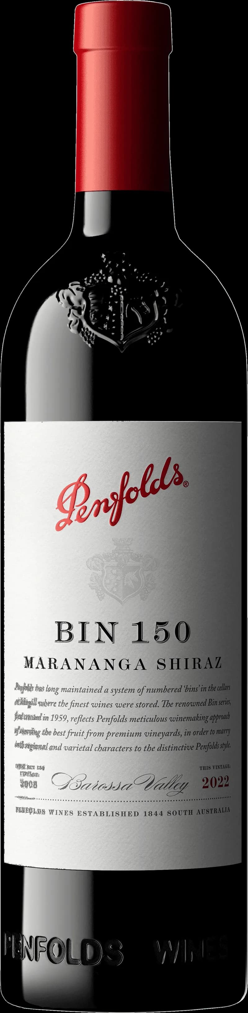 Penfolds rött vin i ett vinglas på ett bord