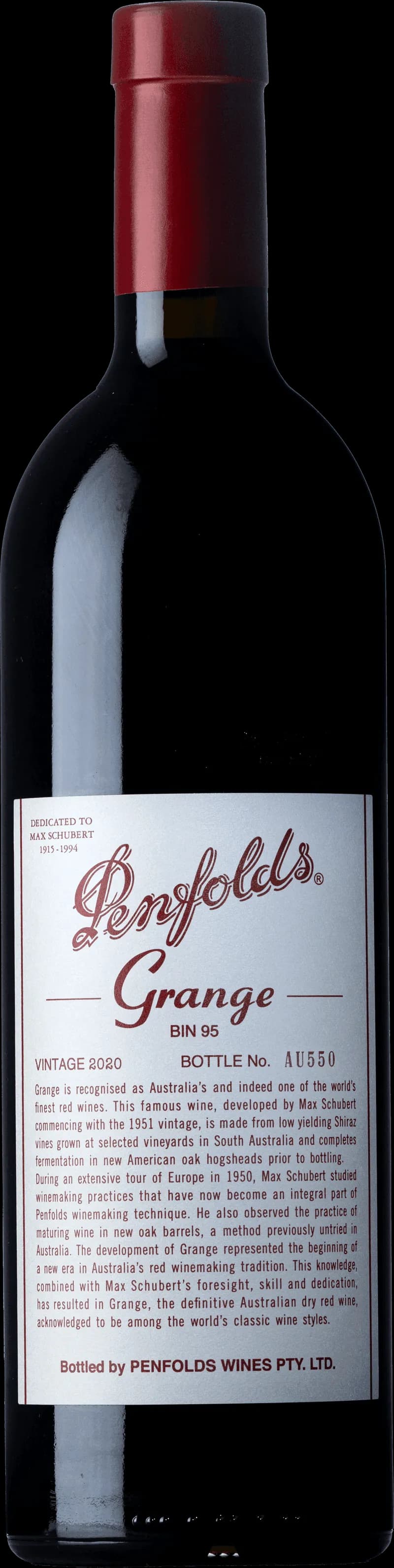 Flaska Penfolds rött vin på bordet