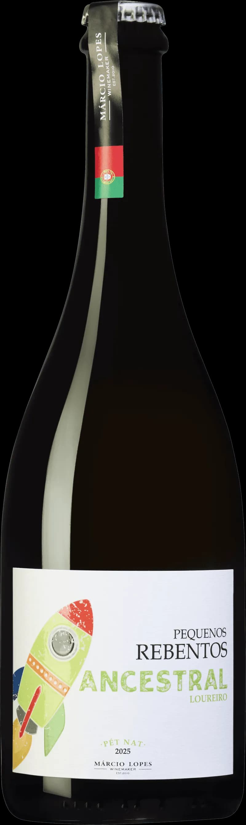 Pequenos Rebentos mousserande vin i ett glas med bubblor.