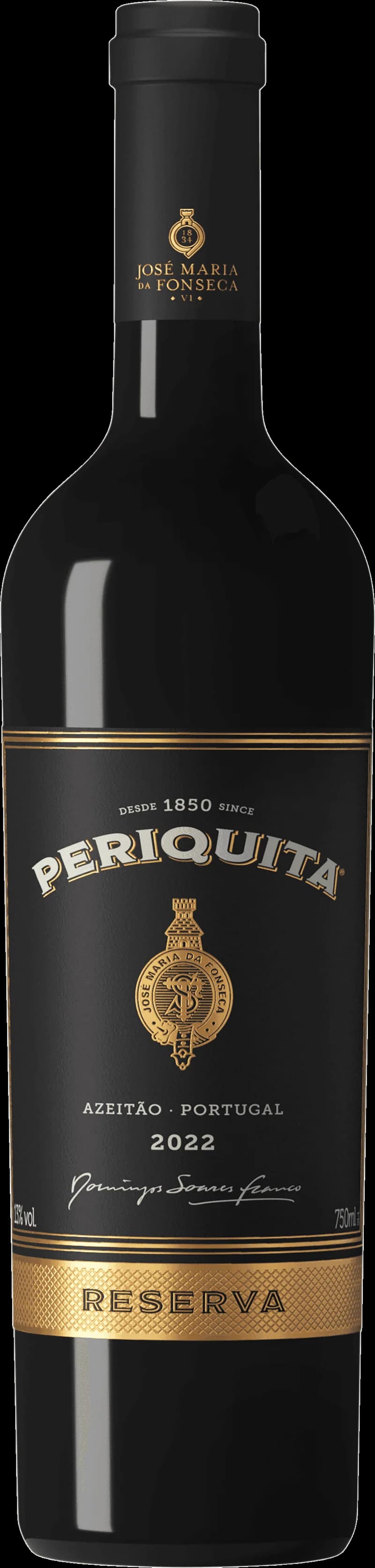Flaska av Periquita rött vin på en bordsservering.