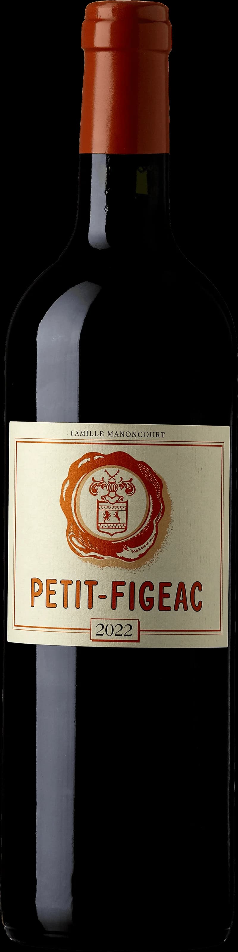 Flaska av rött vin Petit Figeac från Bordeaux