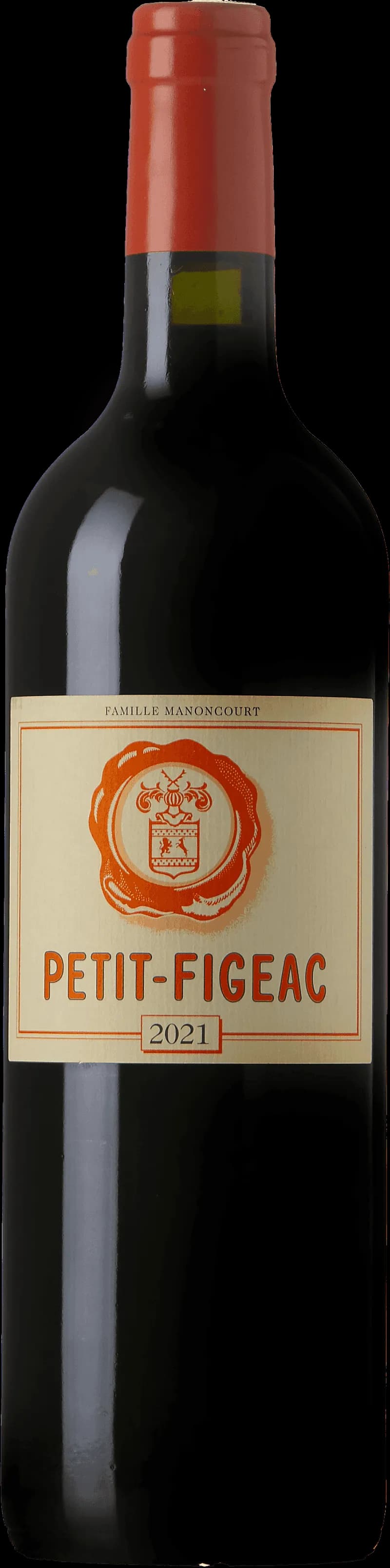 Flaska av rött vin Petit Figeac från Bordeaux