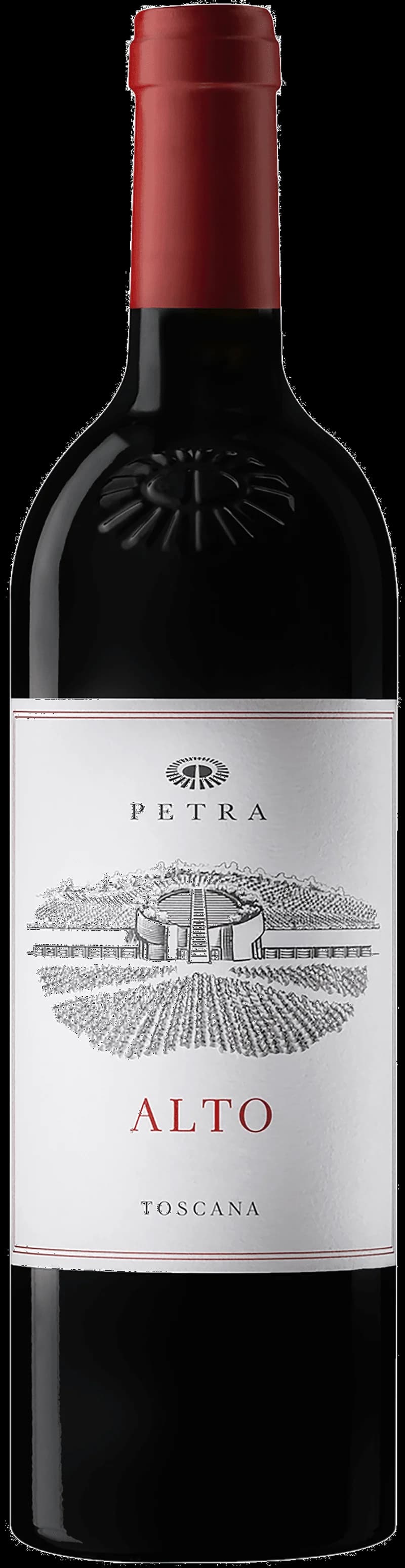 Petra rött vin i ett vinglas på ett bord