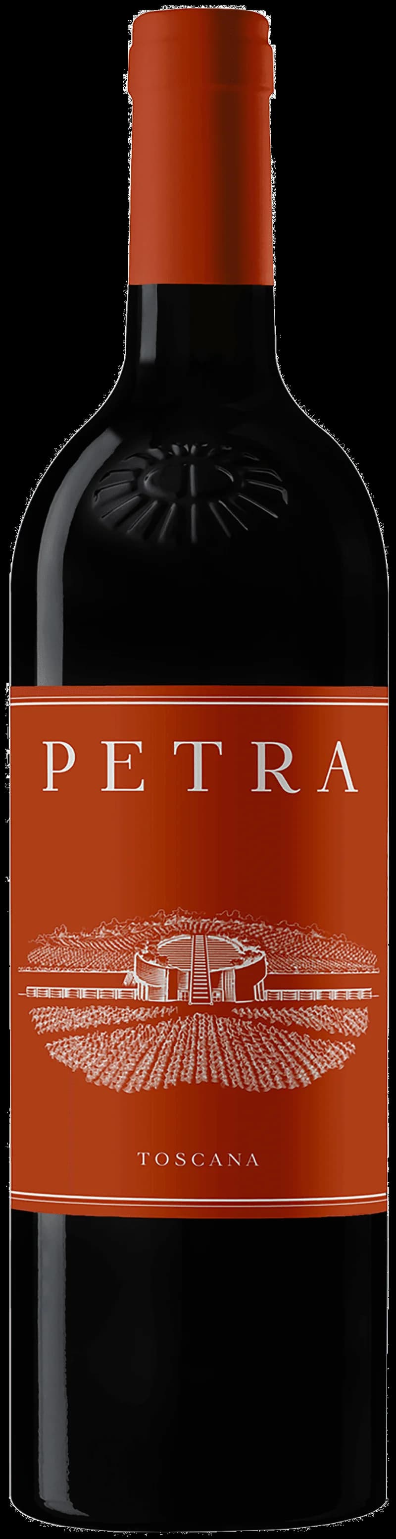 Petra rött vin i ett vinglas mot en mörk bakgrund