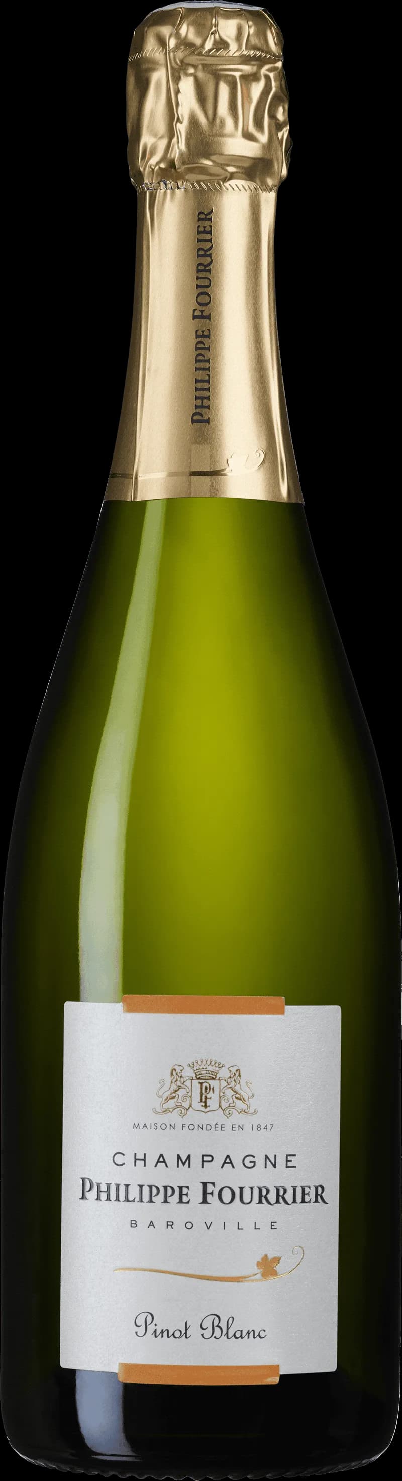 Flaska av Philippe Fourriers mousserande vin mot en neutral bakgrund.
