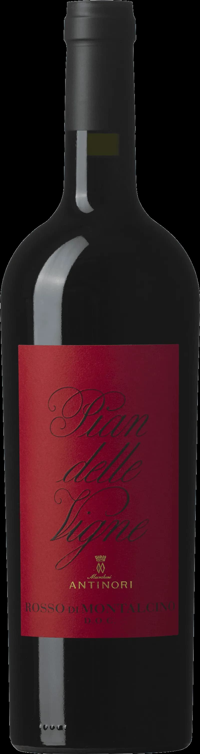 Flaska av rött vin Pian delle Vigne från Italien