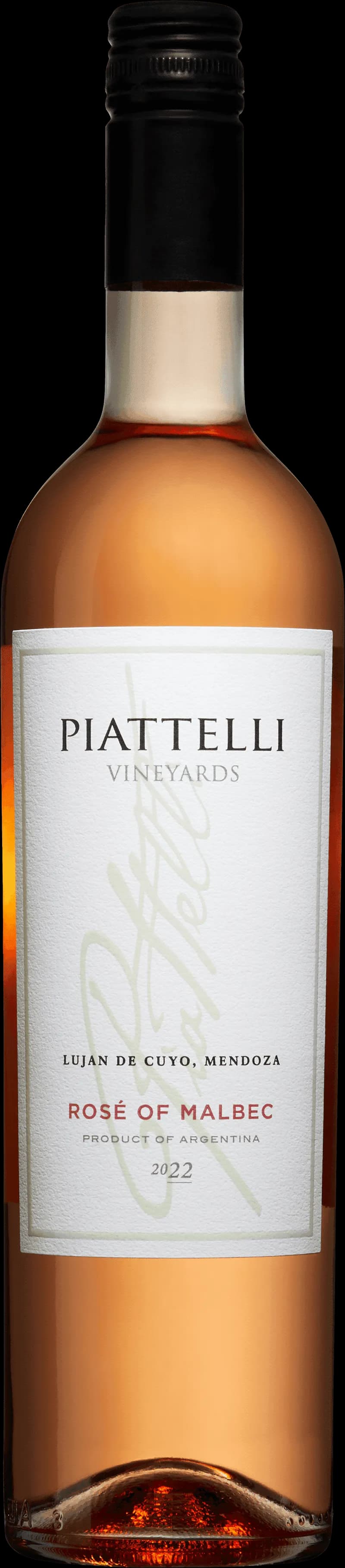Flaska Piattelli rosévin mot ljus bakgrund