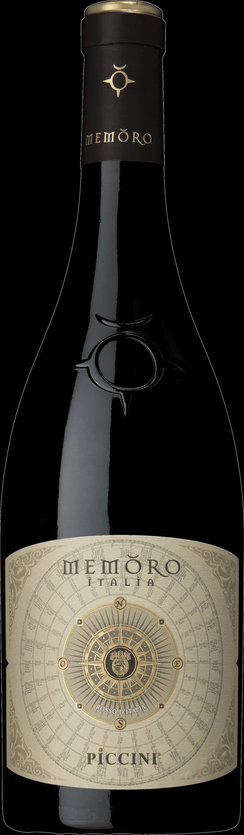 Flaska av Piccini rött vin på en bordsservering.