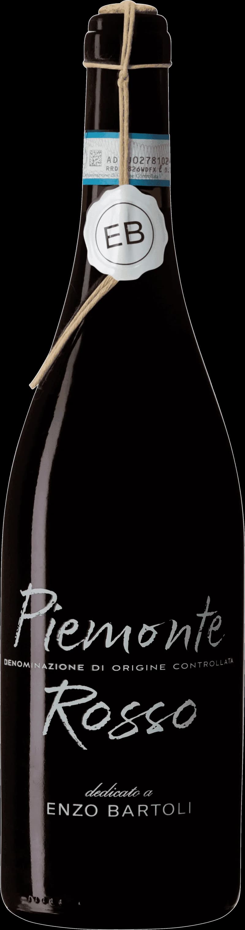 Flaska av Piemonte Rosso rött vin mot en neutral bakgrund.