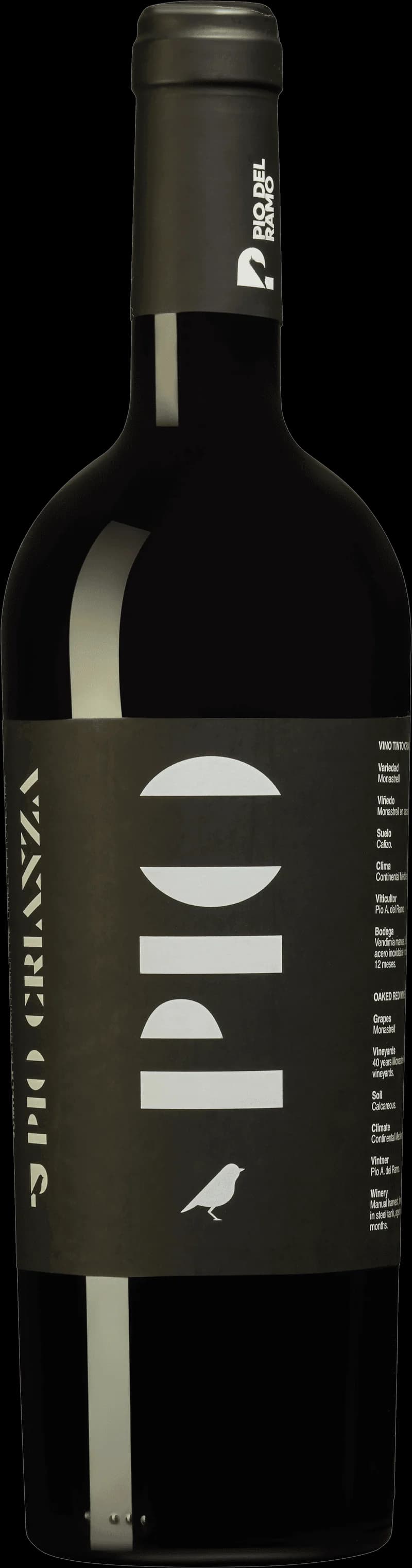 Flaska med rött vin från Pio