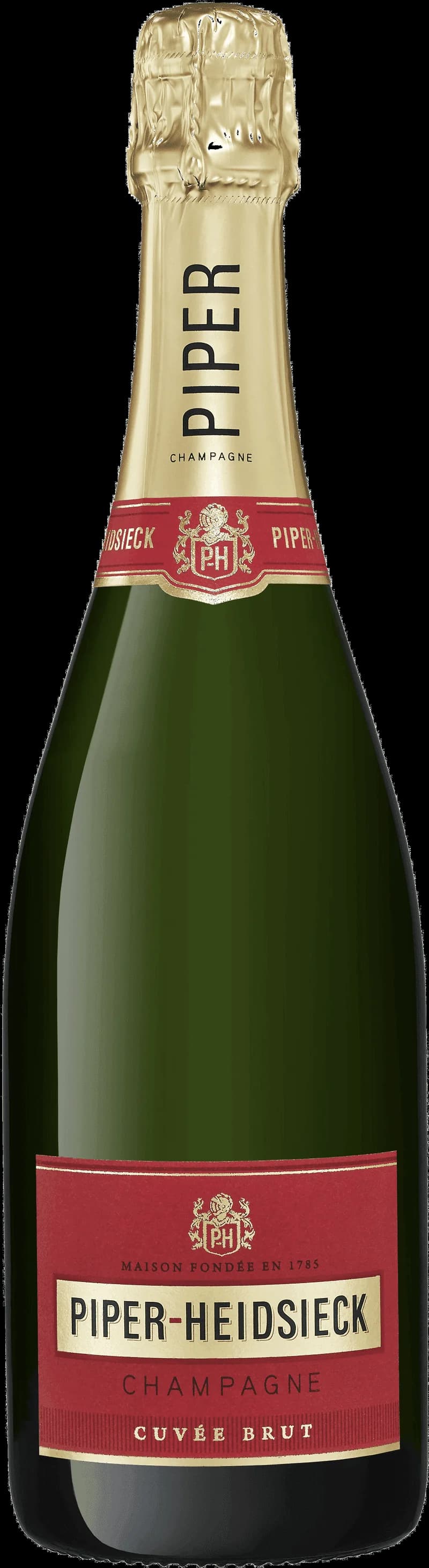 Flaska Piper-Heidsieck champagne mot mörk bakgrund