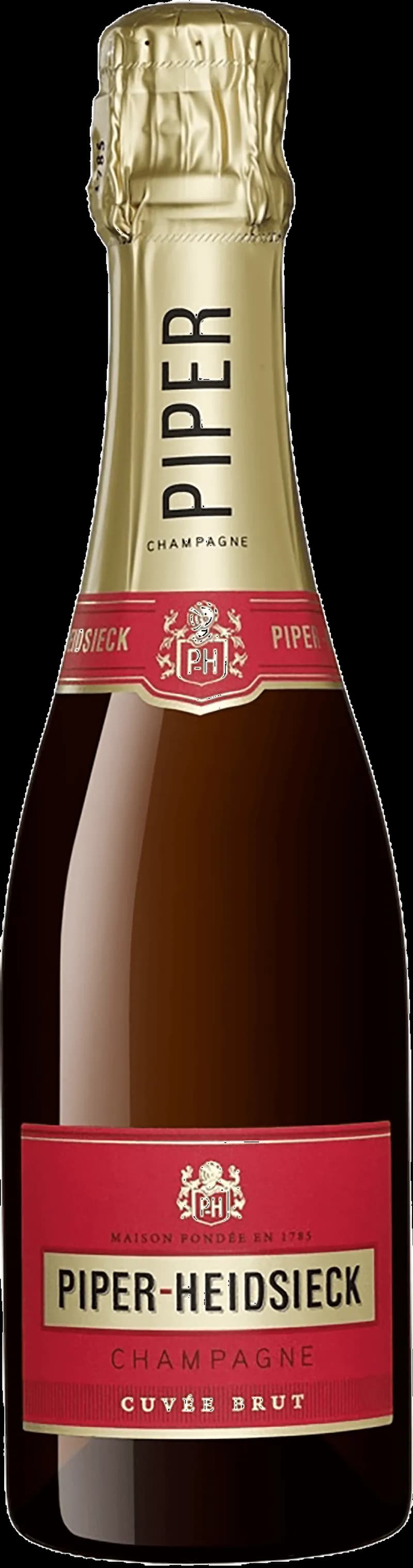 Flaska Piper-Heidsieck champagne med etikett och guldplombering