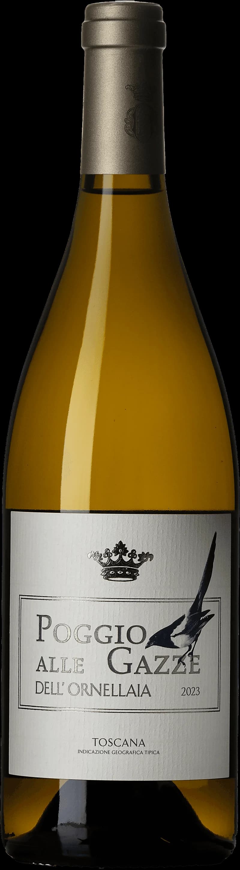 Flaska av vitt vin från Poggio alle Gazze