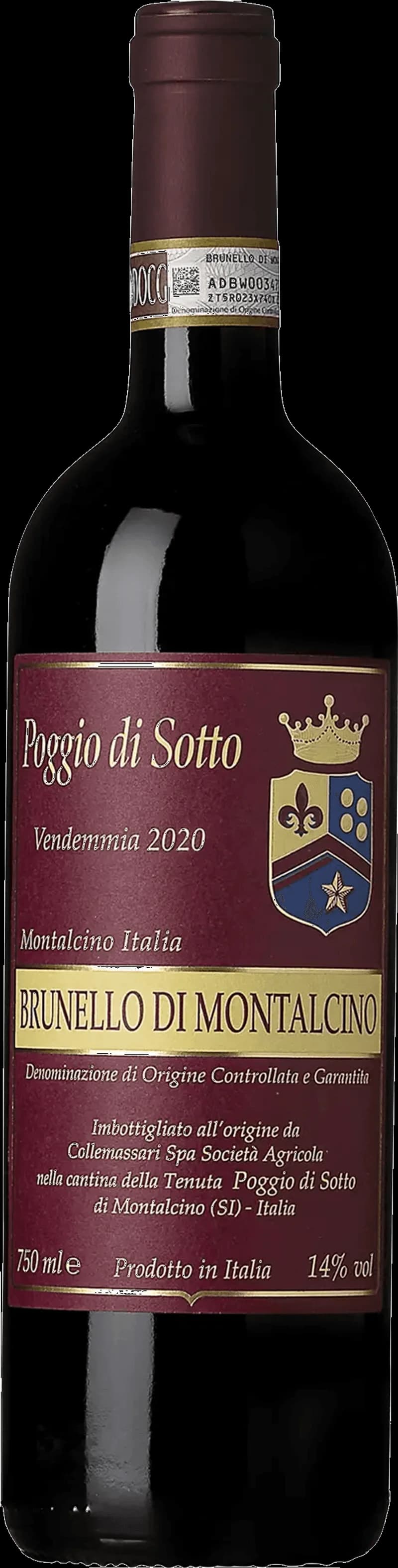 Flaska av rött vin från Poggio di Sotto